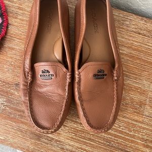 Coach loafer shoes in camel a little wear and tear on the edges